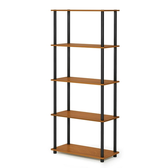 Furinno Turn-N-Tube 5-Tier Multipurpose Shelf Display Rack, Light Cherry/Black, 17091LC/BK