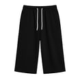 thumbnail image 4 of Hurxie Men's Baggy Sweat Shorts Long Below Knee Fleece Capri Shorts Athletic Casual 3/4 Pants with Pockets Black,L, 4 of 7