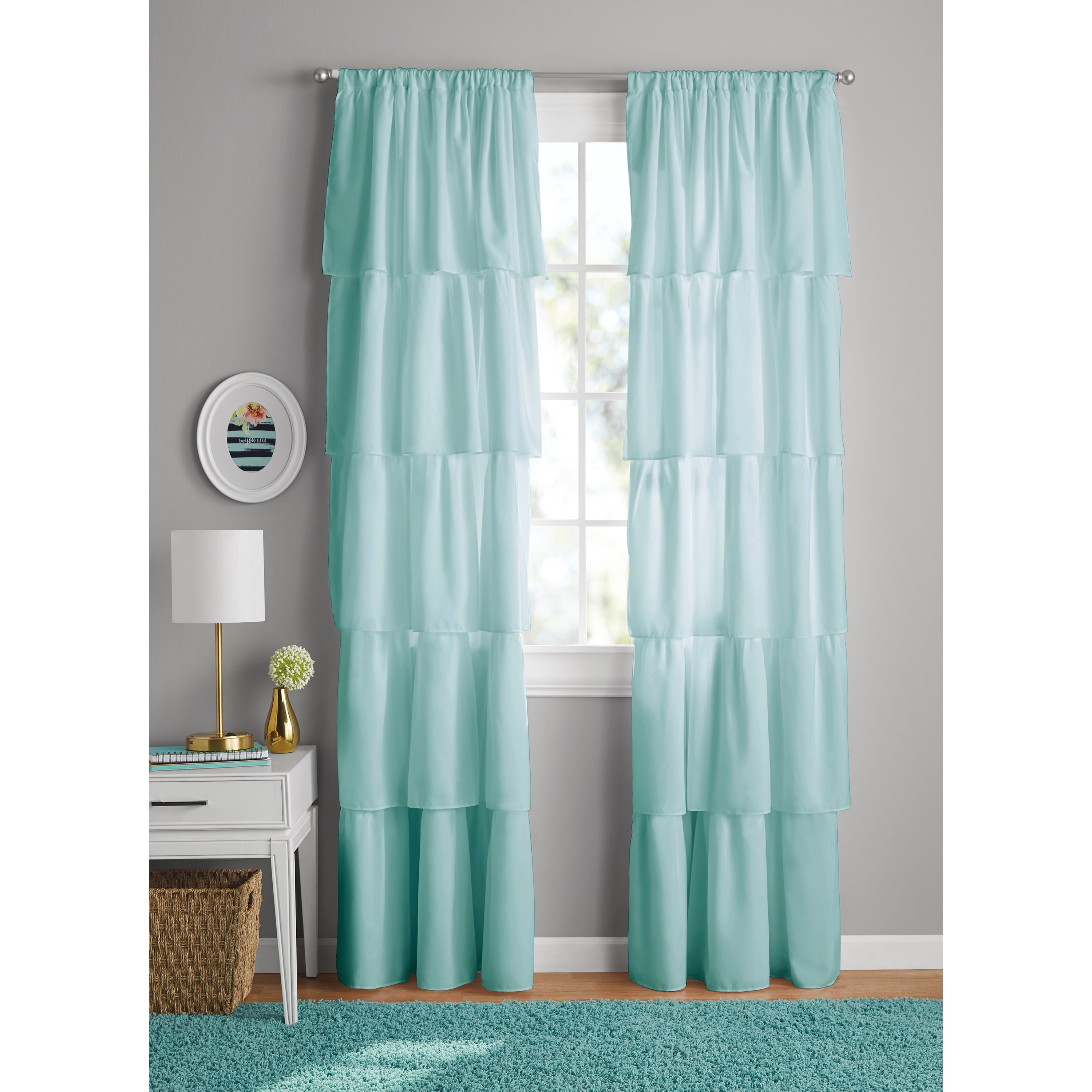 Your Zone Ruffle Girls Bedroom Single Curtain Panel