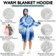 thumbnail image 5 of Blue Tie Dye Mandala Pattern Wearable Oversized Blanket,Wearable Blanket Hoodie for Adults,Cozy Hooded Blankets with Super Pockets,Super Warm Fuzzy Pullover for Women & Men, 5 of 6