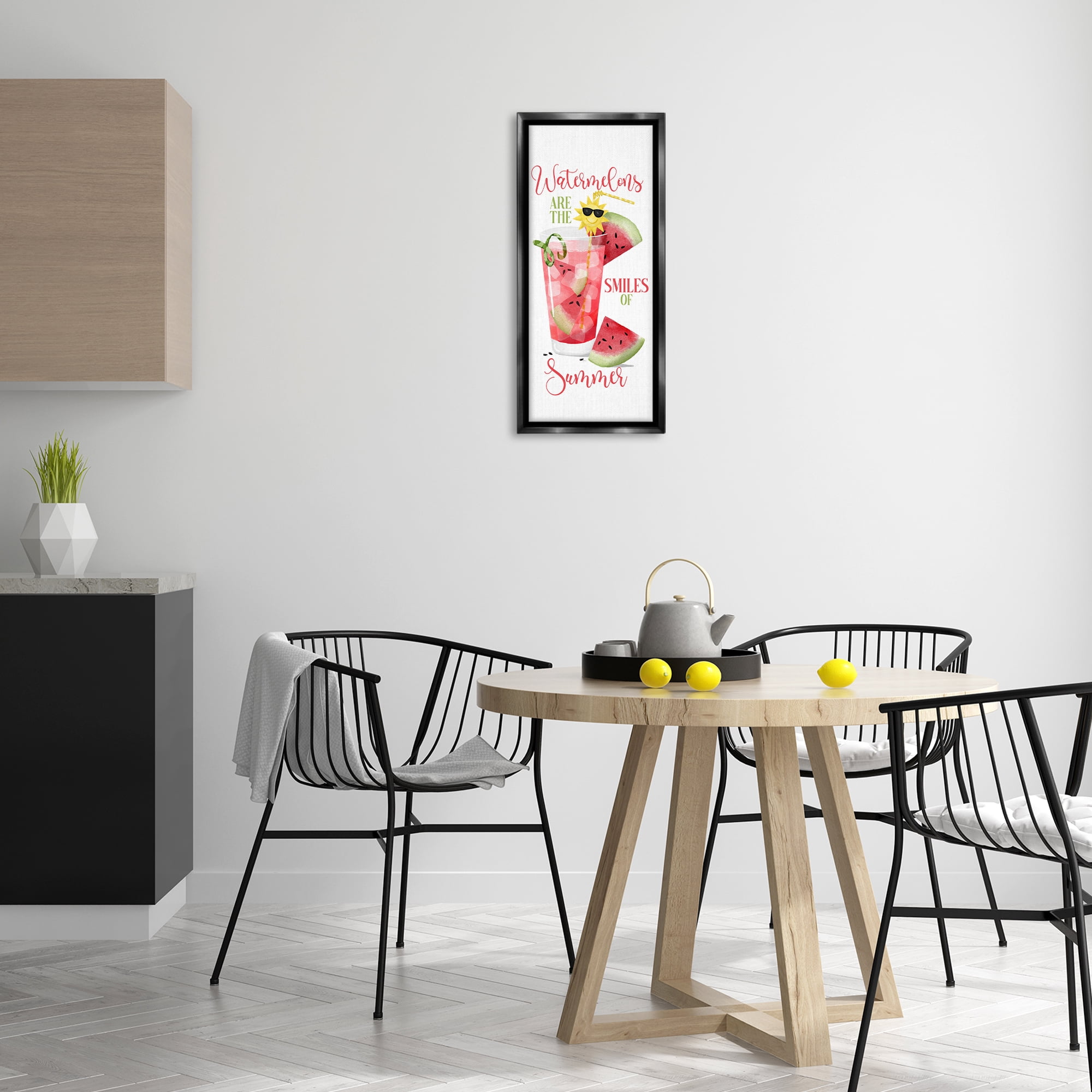 Stupell Industries Summer Watermelon Sentiment Food & Beverage Painting Black Floater Framed Canvas Art Print Wall Art, 11 x 25