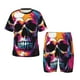 thumbnail image 1 of Fotbe Colorful Skull Pijama Estampada de 2 Piezas para Niños – Ropa de Dormir de Manga Corta Cómoda para Niños y Niñas, Camiseta y Shorts de Algodón-XX-Large, 1 of 6