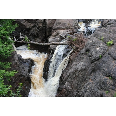 Canvas Print Wisconsin Landscape Waterfall Copper Falls Water Stretched Canvas 32 x