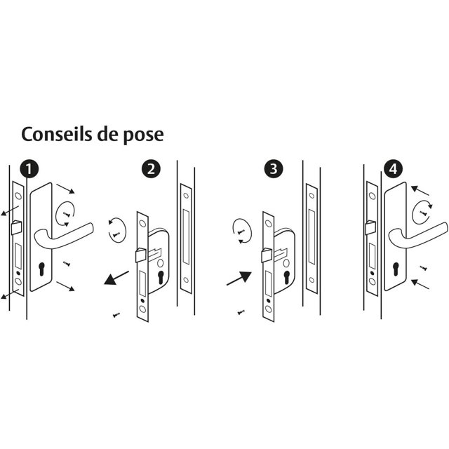 Cerradura de embutir cilíndrica, reversible, extremos cuadrados negros, pasador de 50 mm - para puerta delantera XianweiShao 8390605690211
