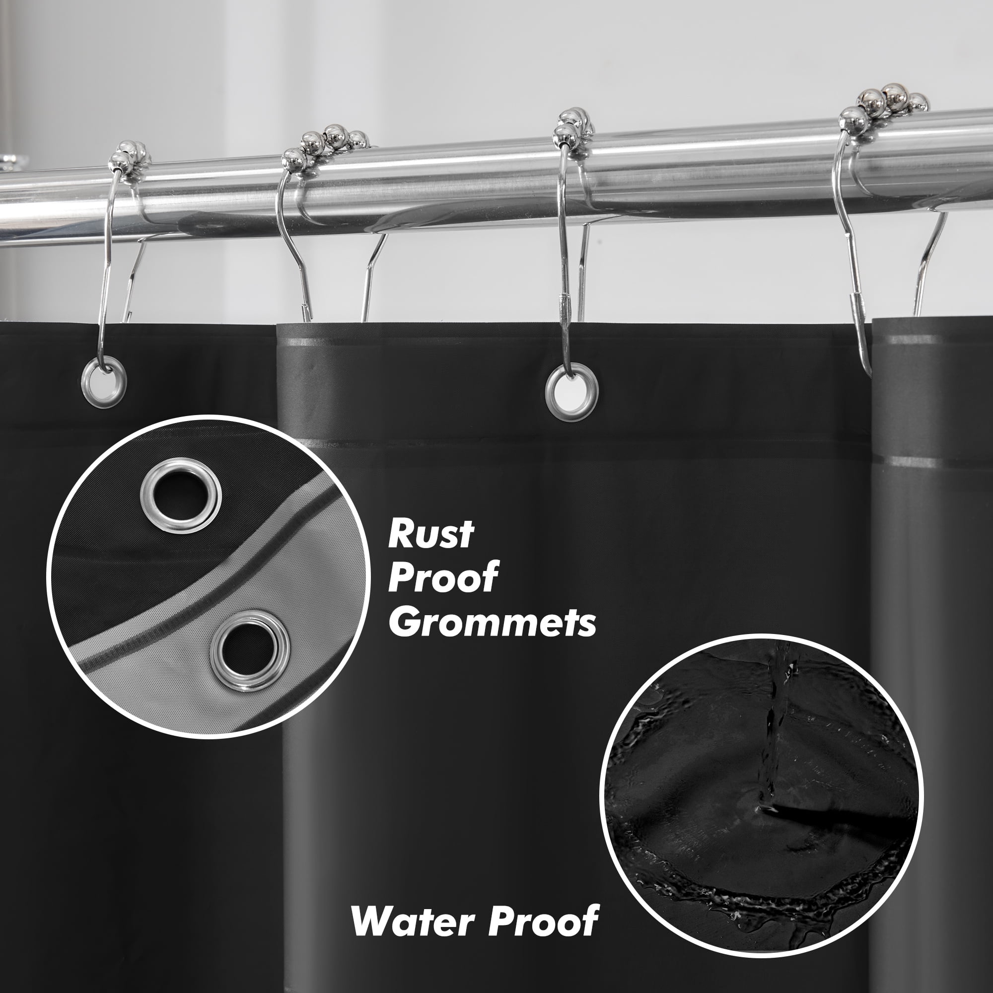 Mrs Awesome Lightweight Shower Curtain Liner Black with Magnets -72" x 72"