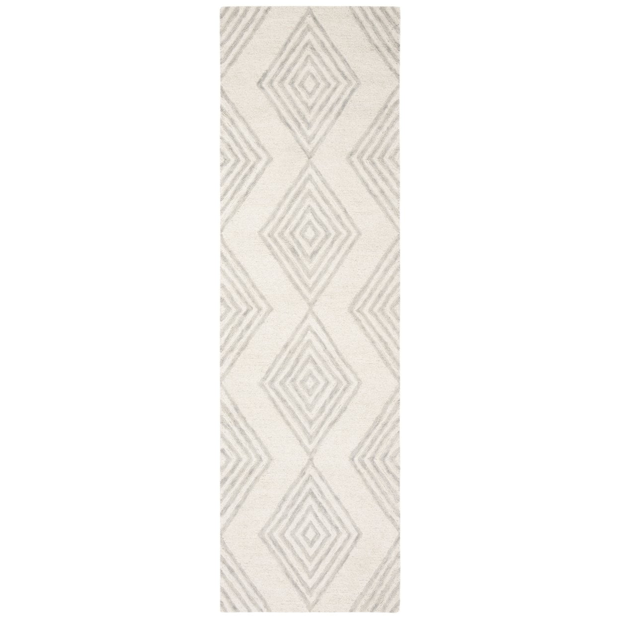 SAFAVIEH Blossom Winston Geometric Wool Area Rug, Ivory/Silver, 4' x 6'