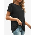 thumbnail image 4 of Womens Summer Casual Short Sleeve Tunics Tops Crew Neck Blouses Dressy Basic Shirts, 4 of 6