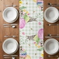 thumbnail image 6 of Green Easter Table Runner - 70 Inch Long, Kitchen Dining Table Runner Dresser Scarves, Checkered Eggs Gnomes Bunny Elegant Pastoral Farmhouse Decor for Coffee Tables Wedding Party Banquet, 6 of 8