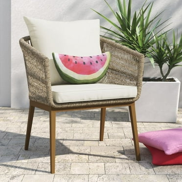 Dextrus Outdoor Patio Dining Chairs, PE Rattan Outdoor Dining Armchair with Cushion, Single Sofa Chair Wicker Bistro Chairs - Beige