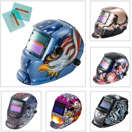 

iMeshbean Solar Powered Welding Helmet w/ Auto Darkening Hood Adjustable Shade PP Material Blue Eagle