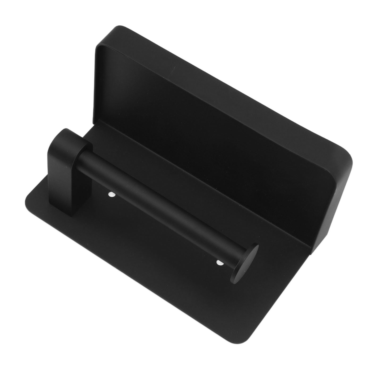 M Buder Toilet Paper Holder with Shelf, Wall Mounted Stainless Steel Tissue Roll Dispenser, Waterproof Storage Rack for Bathroom and Washroom, Black (7.48 in / 19 cm)