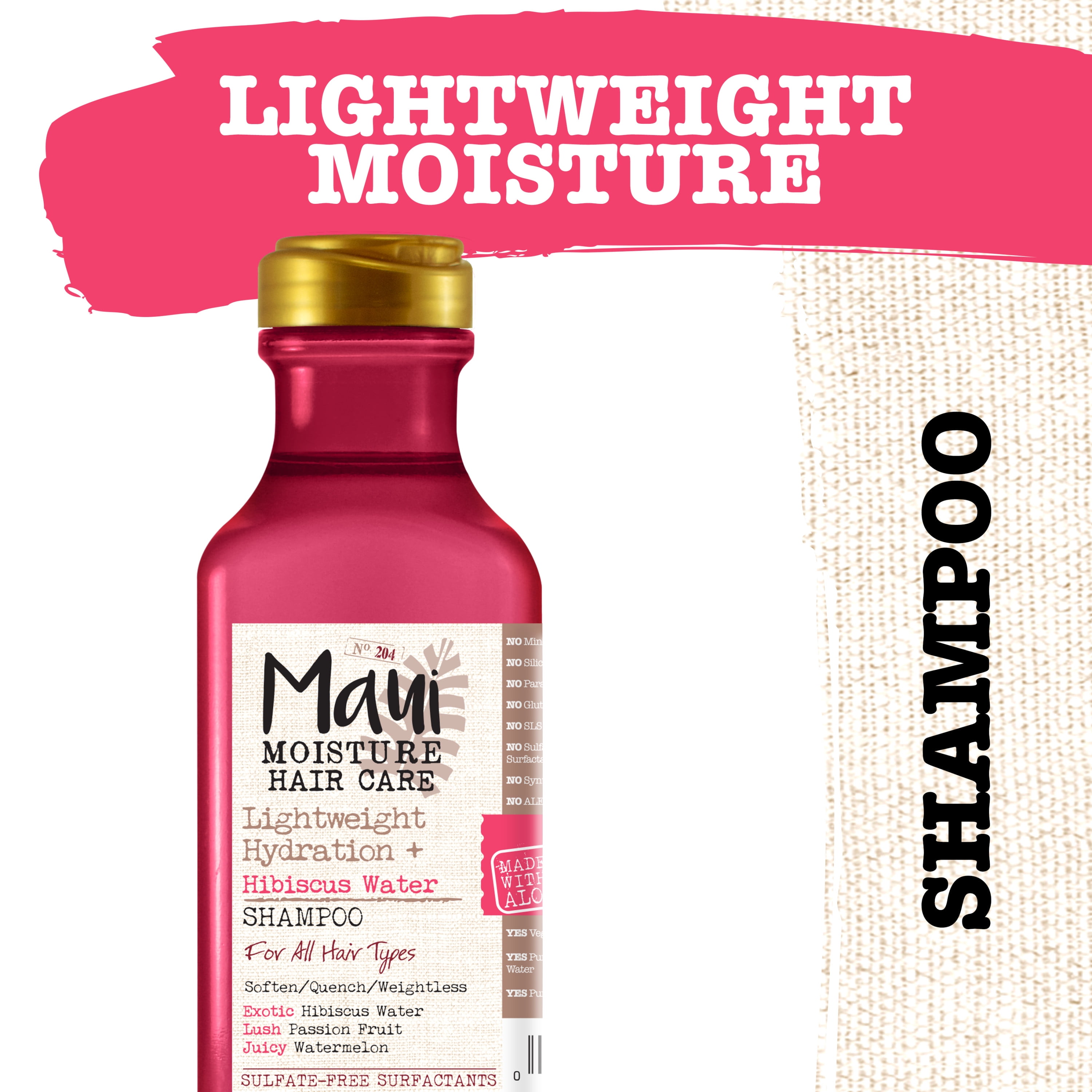 Maui Moisture Lightweight Hydration + Hibiscus Water Shampoo for Daily Moisture, 13 fl oz