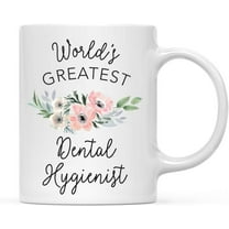 CTDream 11oz. Coffee Mug Gift for Women, World's Greatest Dental Hygienist Mug, Bohemian Pink Anemone Floral Flower, 1-Pack, Drinking Cup Birthday Christmas Promotion Graduation Gift Ideas for Her