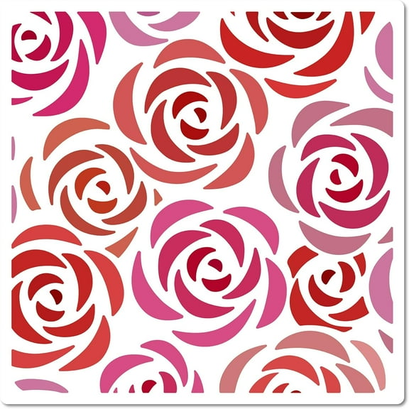 Layered Rose Wall Texture Stencil for Painting on Wood Flower Decorative Plastic Reusable Spray Paint Art Drawing Templates for Furniture Painting on Wood Wall Home Decor 7.1x7.1 Inch DIY