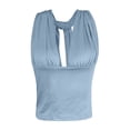 thumbnail image 5 of Adjustable Strap Knotted Backless Tank Top Casual Slim Fit Sleeveless Shirt for Women Daily WearLight BlueOne Size, 5 of 5