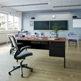 thumbnail image 2 of Flash Furniture Cambridge 60'W Single Pedestal Desk, Walnut/Black (GCMBLK175WLN), 2 of 13