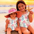 thumbnail image 4 of Abcomgle Baby Swimsuit Girl Ruffled Stretchy One Piece Girls Swimsuit Cute Floral Print Bathing Suits for Girls, 4 of 7