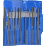 Nicholson 12 Piece Swiss Pattern File Set 5-1/2" Long, 2 Coarseness, Round Handle, Set Includes Barrette, Crossing, Equalling, Flat, Half Round, Knife, Round, Slitting, Square, Three Square