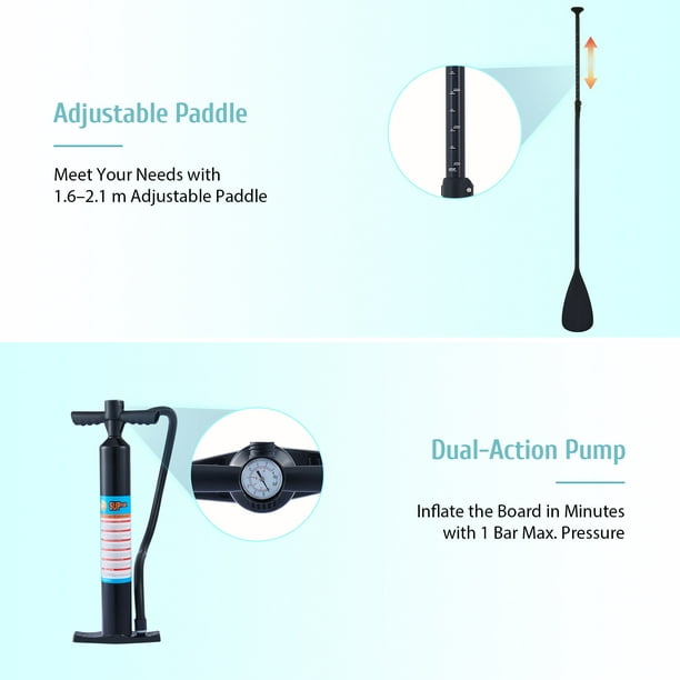 2+1 Hybrid Stand Up Paddle Board Set with Air Pump, Paddle, Leash