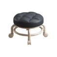 thumbnail image 2 of Asiento de rodillo bajo Muebles Taburete Multifuncional Portátil PU Cuero Acolchado Taburete con ruedas Asiento Sofá Taburete de té para dormitorio Negro Macarena Asiento de ruedas, 2 of 8