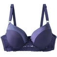 thumbnail image 2 of LangJing Seamless Bra, Woman's Printing Gathered Together Large Size Daily Bra Underwear No Rims Dark Blue,80B, 2 of 3