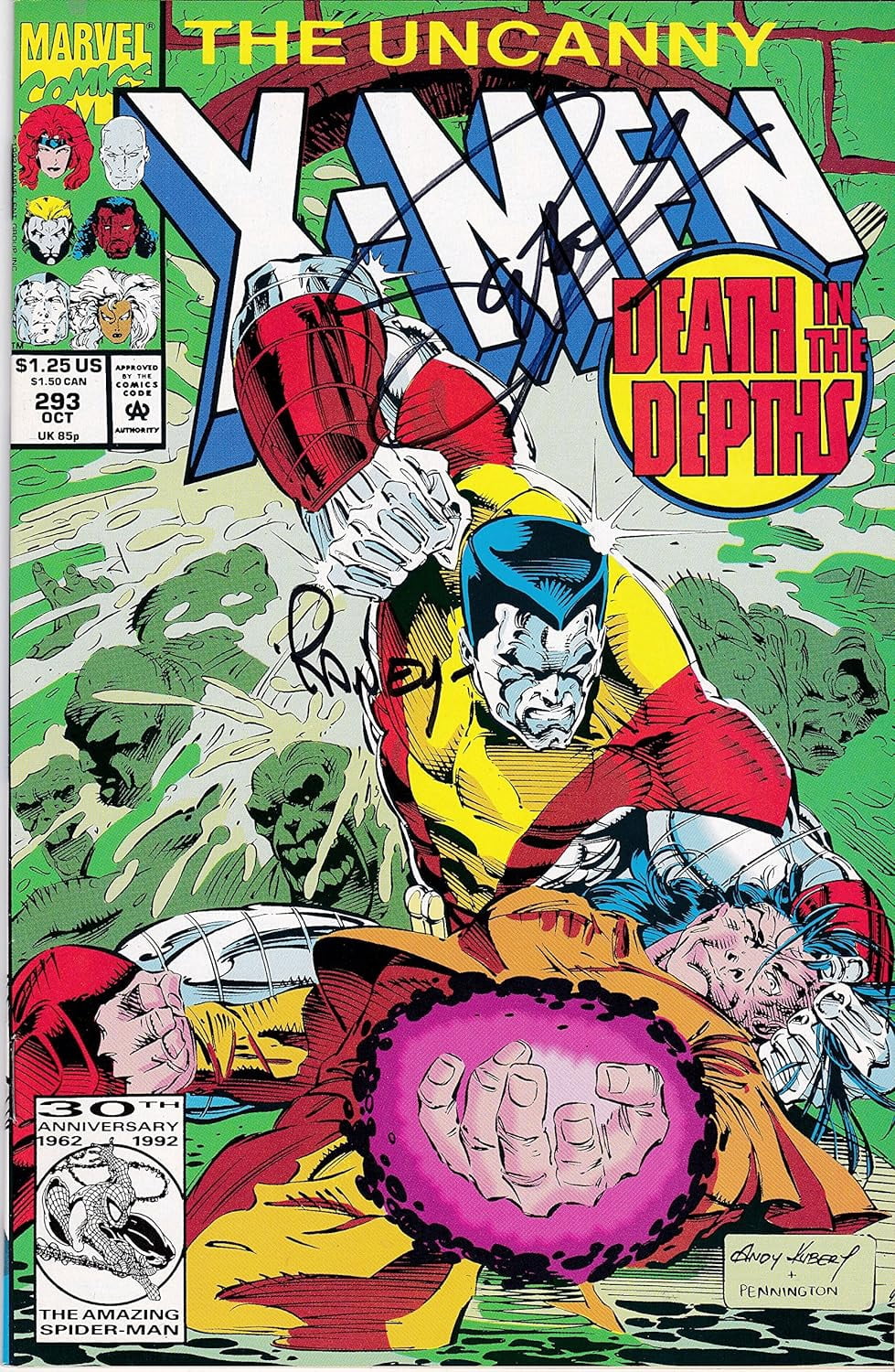 Uncanny X-Men #288 Signed Scott Lobdell and Tom Raney
