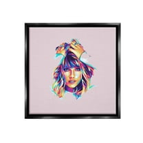 Stupell Industries Abstract Pop Star Abstract Painting Black Floater Framed Canvas Art Print Wall Art, 18 x 18
