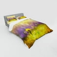 thumbnail image 3 of Flower Duvet Cover Set, Pastel Colored Floral Lawn and Hazy Shallow Depth of Field Nature Depiction Design, Bedding Set with Shams and Fitted Sheet, 3 Sizes, by Ambesonne, 3 of 3