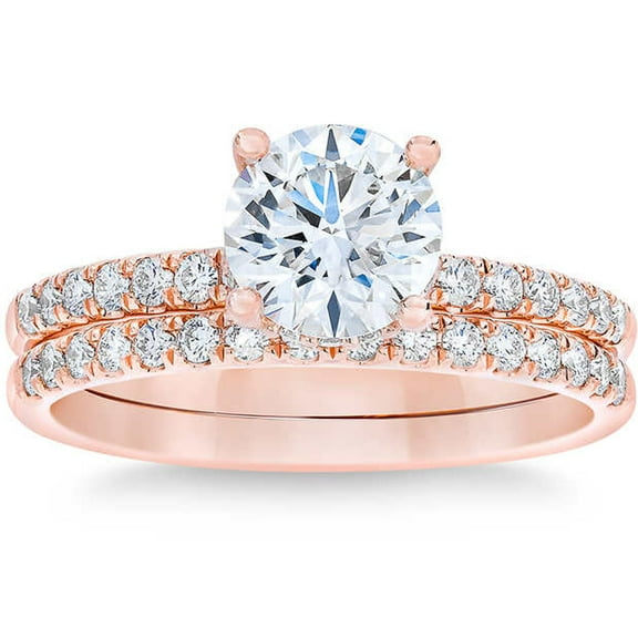 Pompeii 1 3/4 Ct Diamond Engagement Wedding Set 14k Rose Gold (G/H,SI1-SI2)
