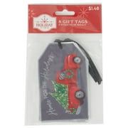 Holiday Time "Home For The Holidays" Gift Tag,  Paper and Foil Red Truck Christmas Tag, 2.5" x 4" , 8 Count