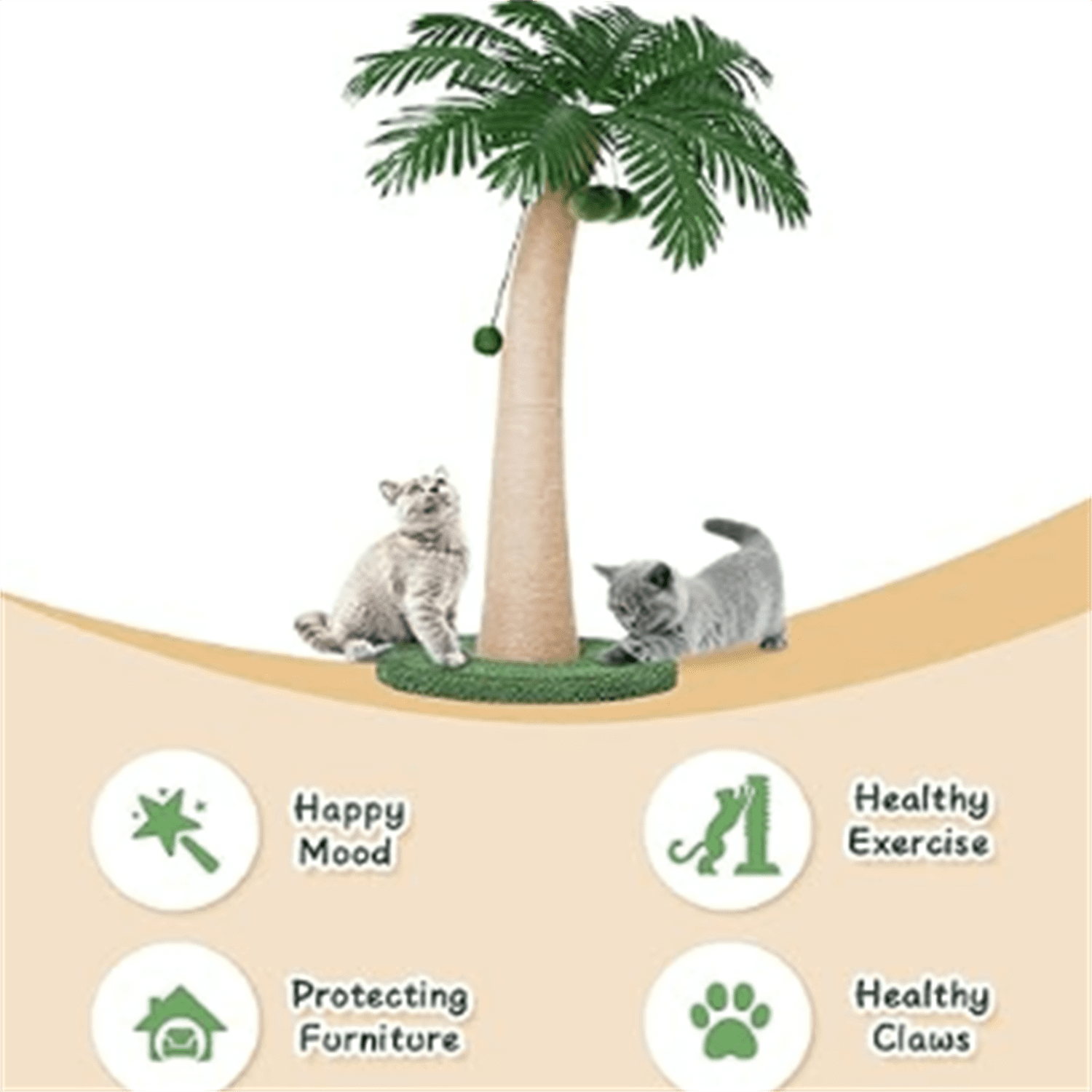 43 inch Cat Scratching Post, with Hanging Ball for Indoor Cats Large Cat Scratching Post sisal Cat Scratcher, New Round