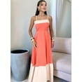 thumbnail image 5 of Women'S Strap Dress Spring and Summer European and American Style Sleeveless Color Contrasting Long Dress Red M, 5 of 8
