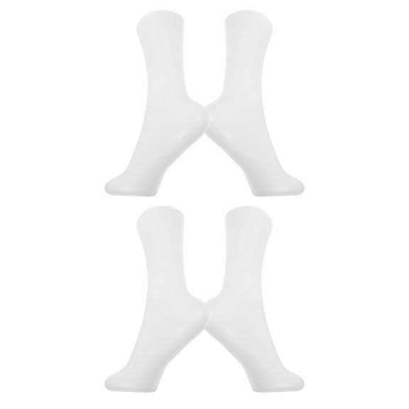 Milisten  4 Pcs Foot Mold Props Crew Ankle Socks for Women's Miss Woman White