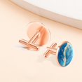thumbnail image 7 of HemaKayy Cufflinks for Men, Classic Wedding Business Shirt Cuff Links Personalized Gifts Father Grandfather Dad Husband Boyfriend Tie Clip, Round - Rose Gold - Unique Marble Texture, 7 of 7