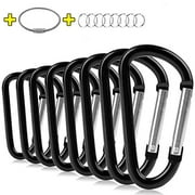 ZEINZE Aluminum D-Ring Spring Loaded Gate Small Keychain Carabineers Clip Set for Outdoor Camping, Mini Lock Hooks Snap Link Key Chain Durable Improved, Black