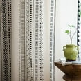 thumbnail image 3 of XmhyTop Farmhouse Cotton Linen Window Curtain Panel with Tassels Geometric Print Country Style Room Darkening Curtain Panel for Bedroom Living Room, 1 Piece (59"x79",Black), 3 of 5
