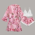 thumbnail image 4 of Womens Soft Pajama Clearance- Silk Satin Bathrobes Sexy Printed Plus Size Robe Sleepwear Pink Size L, 4 of 9