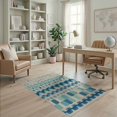thumbnail image 2 of ODIKA 4'x6' Blue Teal Geometric Striped Contemporary Washable Area Rug Modern Abstract Horizontal Bands With Circles for Bedroom, Reading Nook, Pet Friendly & Non-Shedding, 2 of 7
