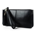 thumbnail image 1 of Portafolios de piel auténtica befen para mujer, ultrafino, Negro con azul, 9 ranuras para tarjetas de crédito, 1 of 5