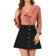 thumbnail image 1 of BLUSA CON VOLANTES PARA MUJER INSPIRE CHIC, ELEGANTE CUELLO EN V, MANGAS LARGAS, TALLA 3XL, ROSA OSCURO, 1 of 6