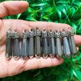 thumbnail image 1 of HOOUN 10pcs Tourmaline silver bead Natural Crystal Point Pendant, 1 of 1