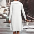 thumbnail image 6 of Long Sleeve Fall Winter Dresses for Women V Neck Button Down A Line Swing Casual Knit Sweater Dress White XL, 6 of 6