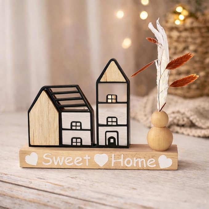 Home Decoration Items for Living Room, Wooden Showpiece for Home Decor Bedroom, House Warming Gifts, Tabletop Decoration Items, Sweet Home Housewarming Wedding Birthday Gift for Man Woman