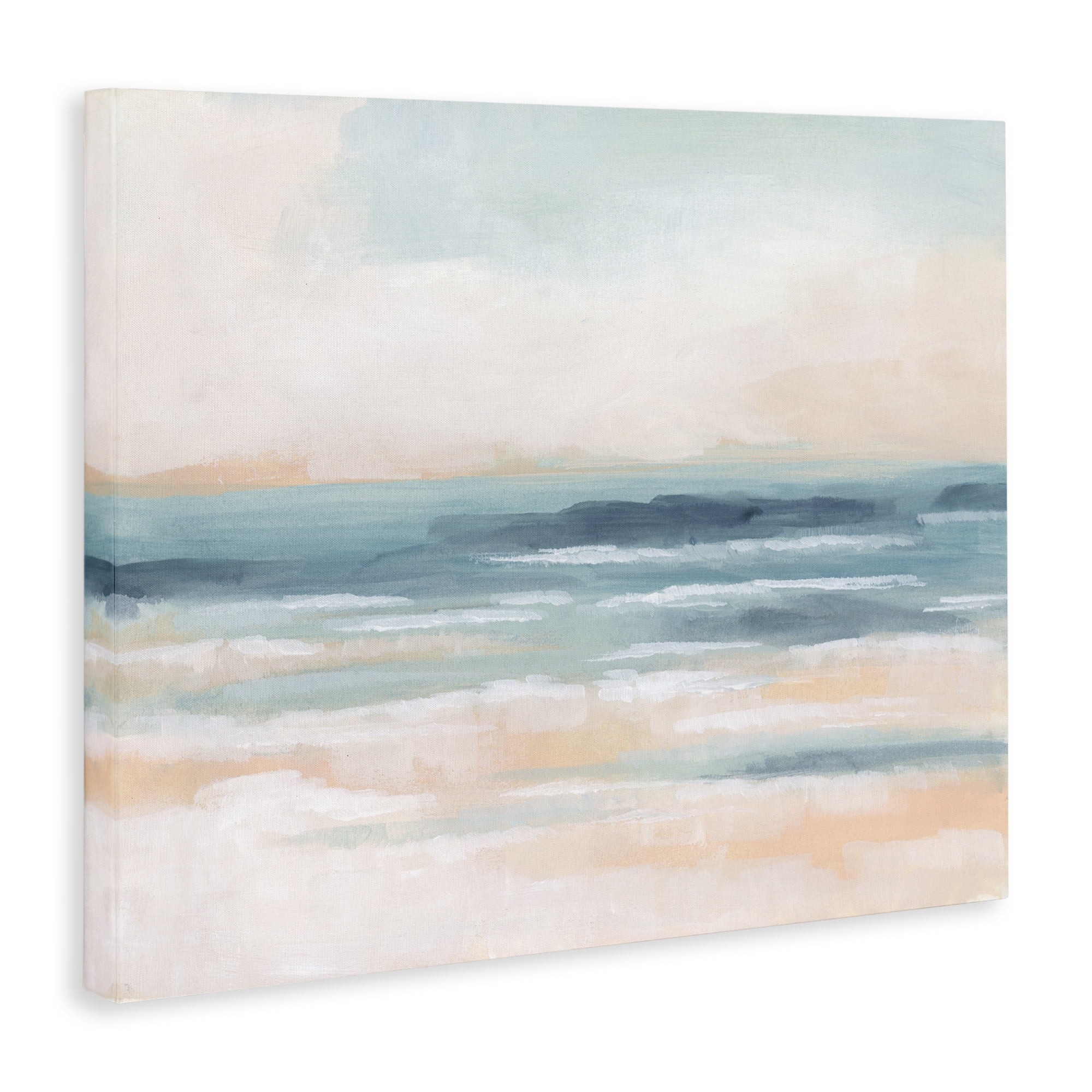 Stupell Industries Pastel Beach Coast Landscape Painting Gallery Wrapped Canvas Art Print Wall Art, 40 x 30