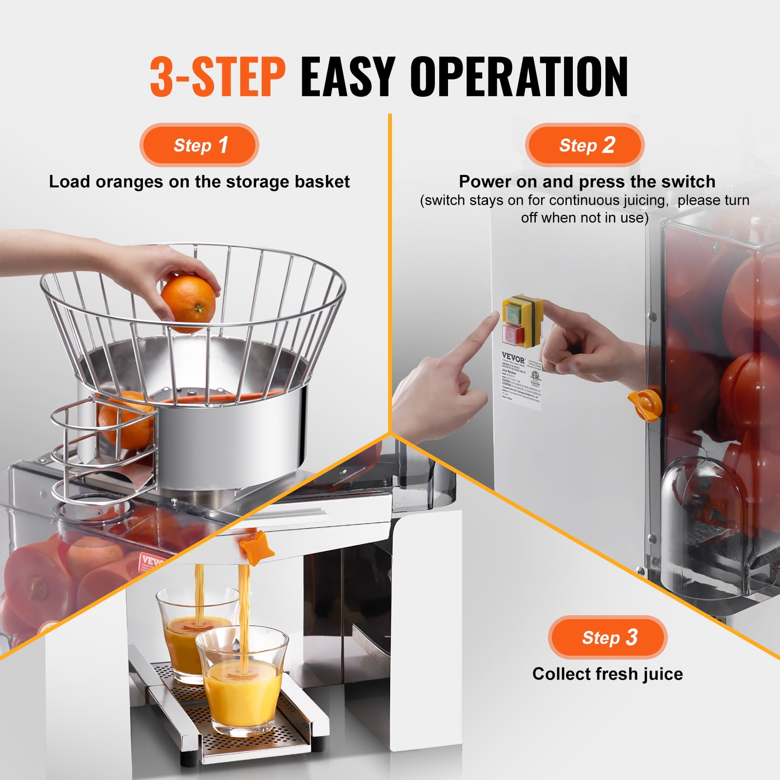 KFFKFF Commercial 120W Orange Juicer Machine Automatic Juice Squeezer Extractor