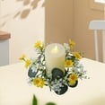 thumbnail image 5 of Christmas Candle Holder Wreath Table Decorate Simulation Eucalyptus Garland Candle Yellow White Flower Fall Halloween Thanksgiving Christmas Decoration, 5 of 6
