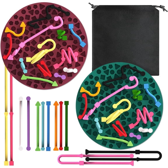 Ausugar Sensory Activity Board Stress Relief Silicone Quiet Toddler Sensory Toy for Stress Relief, Calming, Focus, ADHD and Autism with 24 Strings