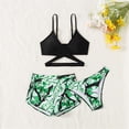 thumbnail image 4 of SGFCWSX Girls 2 Piece Swimsuit, Halter Bikini Cross-Strap Crop Top and High Waist Bottom, Vacation Swimwear for Teens Green Size 14-15 Years, 4 of 6