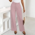 thumbnail image 2 of Inglocry Wide Leg Dress Pants for Women High Waisted Office Work Trousers Business Casual Slacks Button Flowy Palazzo Pant Pink S, 2 of 9