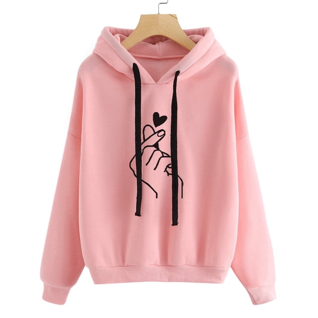 MRULIC Chandail en Molleton pour Femmes Sweat à Capuche à Manches Longues Pull-Over Blouse Chandails en Molleton pour Femmes Rose + S